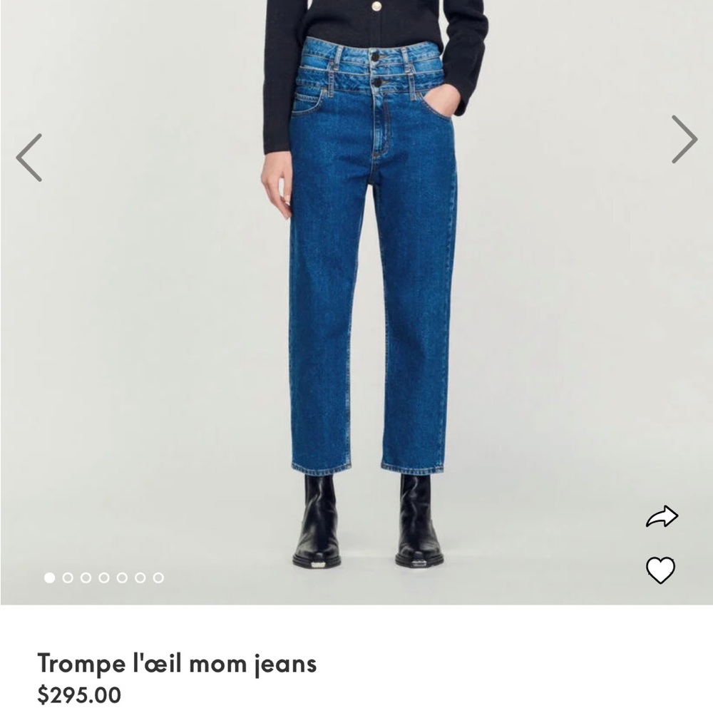NWT SANDRO Trompe l'œil mom jeans SIZE 36FR